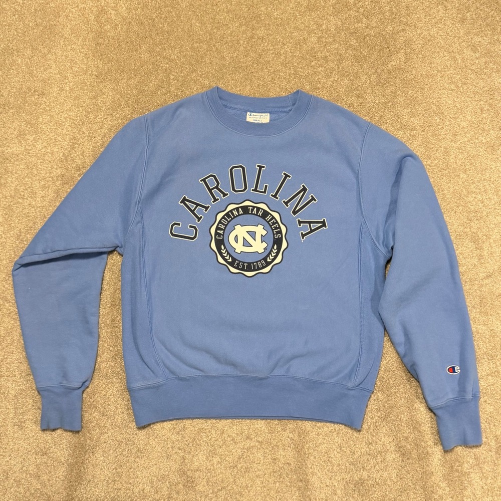 Champion Sweatshirt Men Small Carolina Blue UNC Tar Heels Reverse Weave Pullover